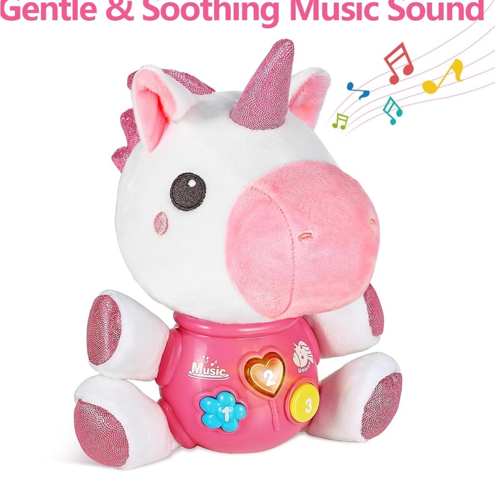 iPlay, iLearn Baby Unicorn Musical Light-Up Plush Toy